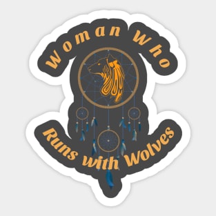 Wolf Dream Catcher Woman's Wolf Design Sticker